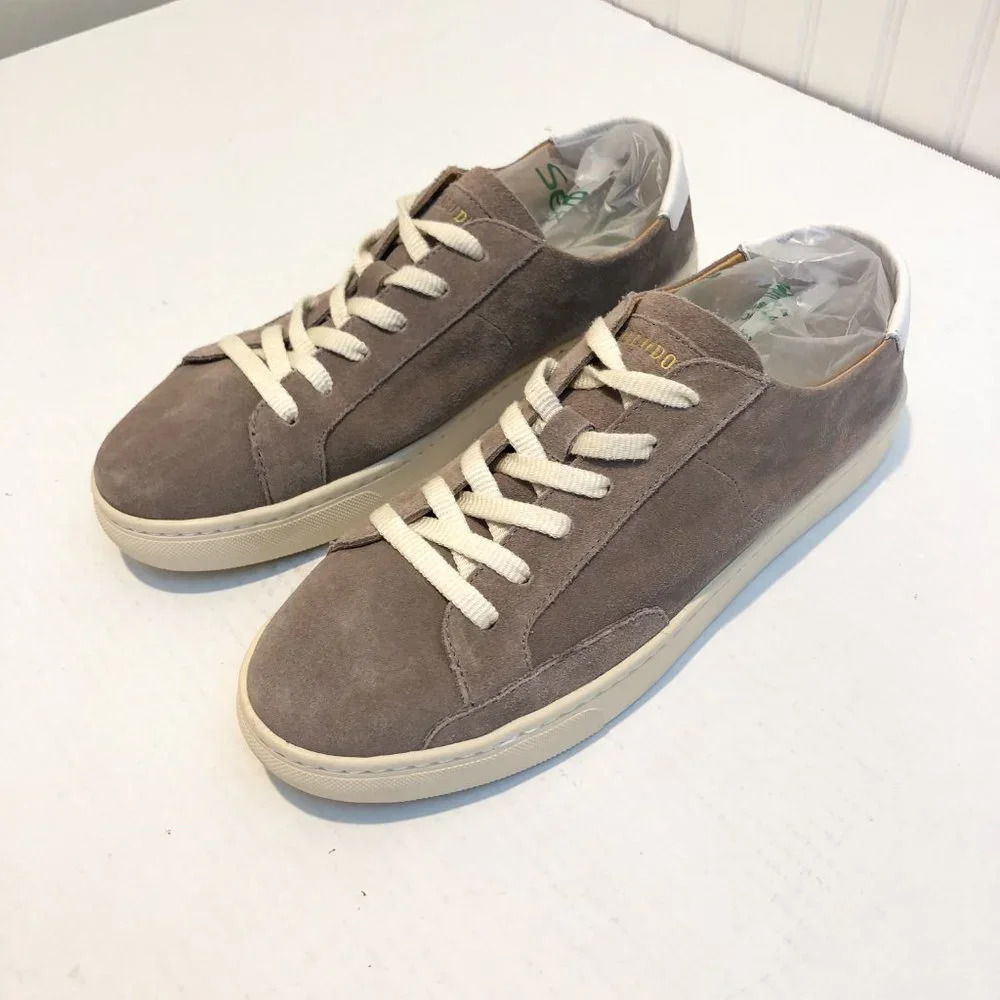 Soludos Gray Cream Suede Leather Low Top Lace Up Classic Bohemian Sneakers 10 - Picture 4 of 10